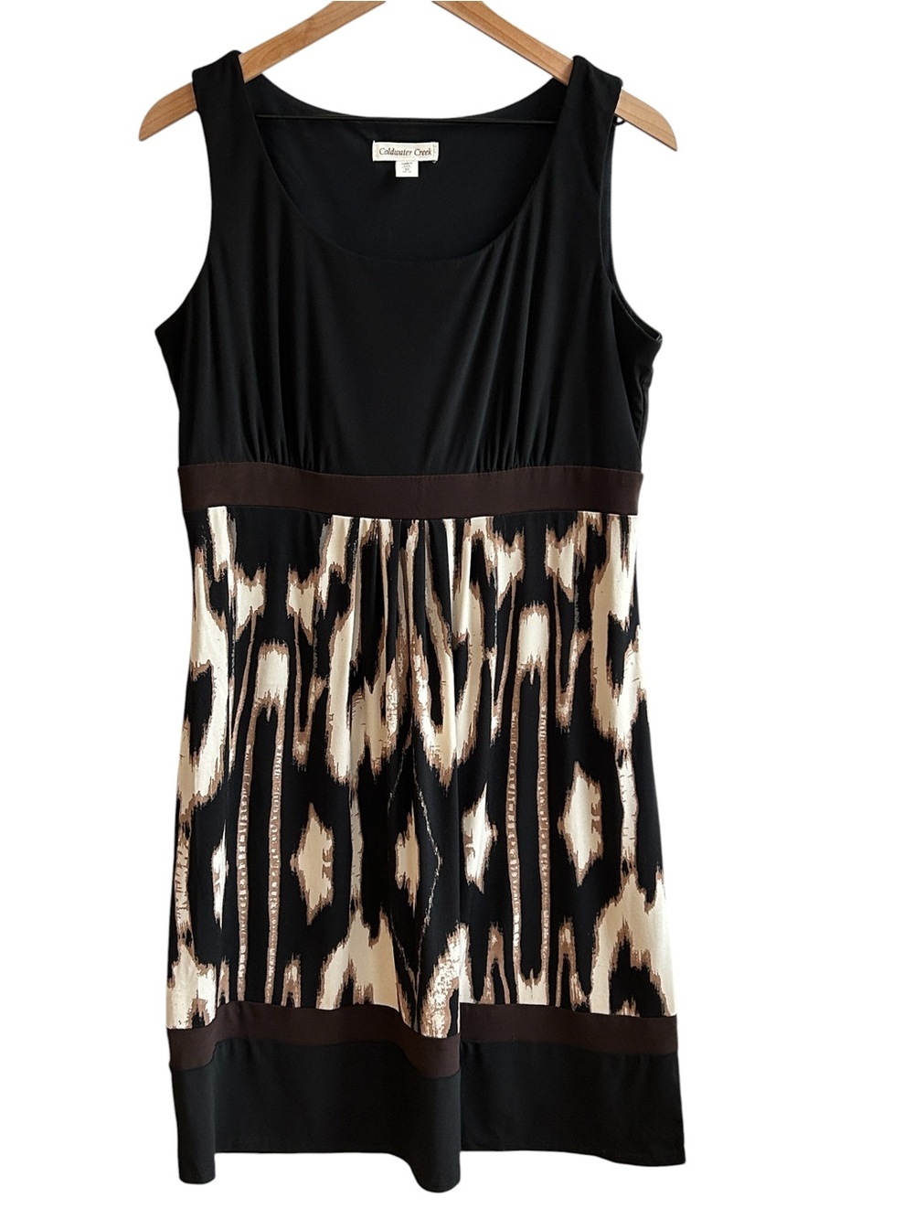 Coldwater Creek Knit Dress Black Brown Cream Size M 10-12